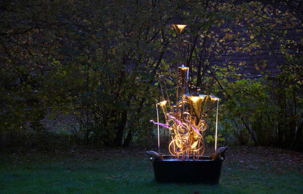 Musical instrument fountain.