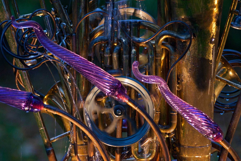 fountains made from discarded musical instruments